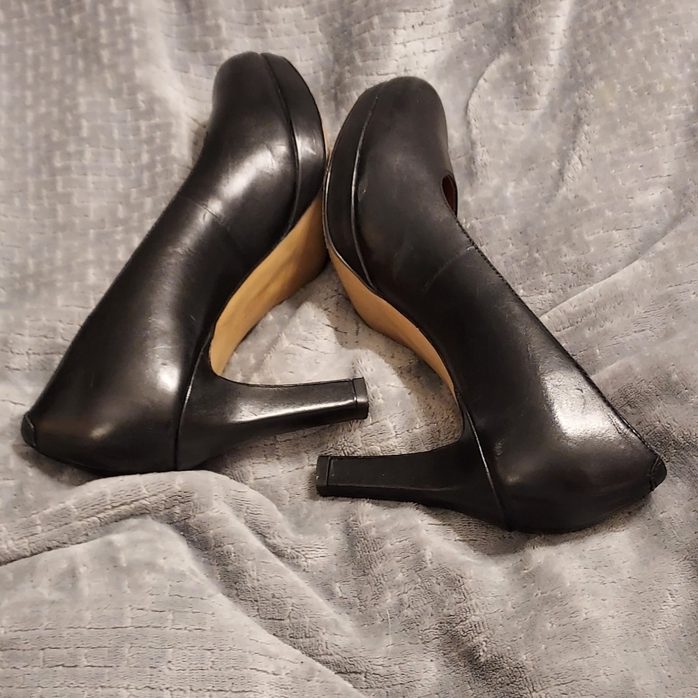 Clarks Artisan Brierdolly Platform Pump Black Leather Heels 8 Neutral - Picture 6 of 11
